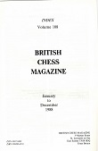 BRITISH CHESS MAGAZINE / 1988 vol 108, Index