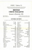 BRITISH CHESS MAGAZINE / 1991 vol 111, Index